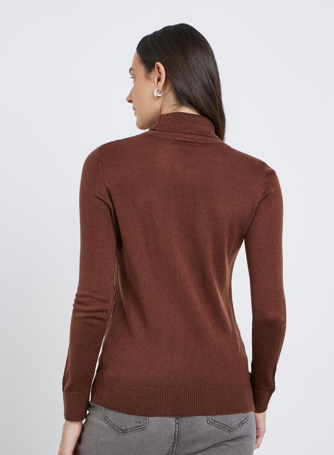 Styli Brown Turtleneck Slim Fit Sweater - Image 5