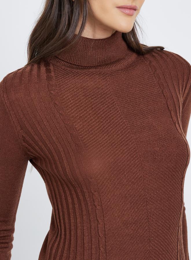 Styli Brown Turtleneck Slim Fit Sweater - Image 4