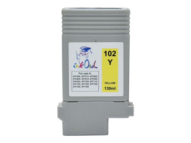 InkOwl Compatible Ink Cartridge Replacement for Canon PFI-102Y (130ml, Yellow) - iPF500 iPF510 iPF600 iPF605 iPF610 iPF650 iPF655 iPF700 iPF710 iPF720 iPF750 iPF755 iPF760 iPF765 - Image 2
