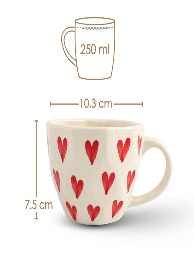 Femora Handcrafted Cute Ceramic Coffee Mug, 250ml, Heart Cup Design Tea/Milk Mug, Dishwasher Safe Gift for Family & Friends - Image 4