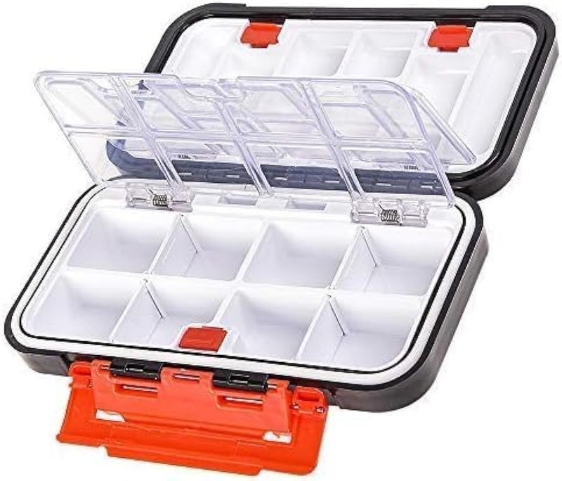 OriGlam Fishing Tackle Storage Box, Double Sided Waterproof, 16 Compartments, Fishing Lure Box Storage Containers (Black) - Image 1