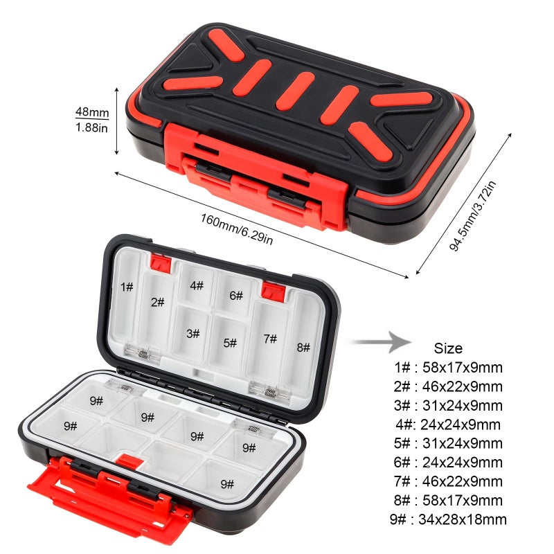 OriGlam Fishing Tackle Storage Box, Double Sided Waterproof, 16 Compartments, Fishing Lure Box Storage Containers (Black) - Image 5