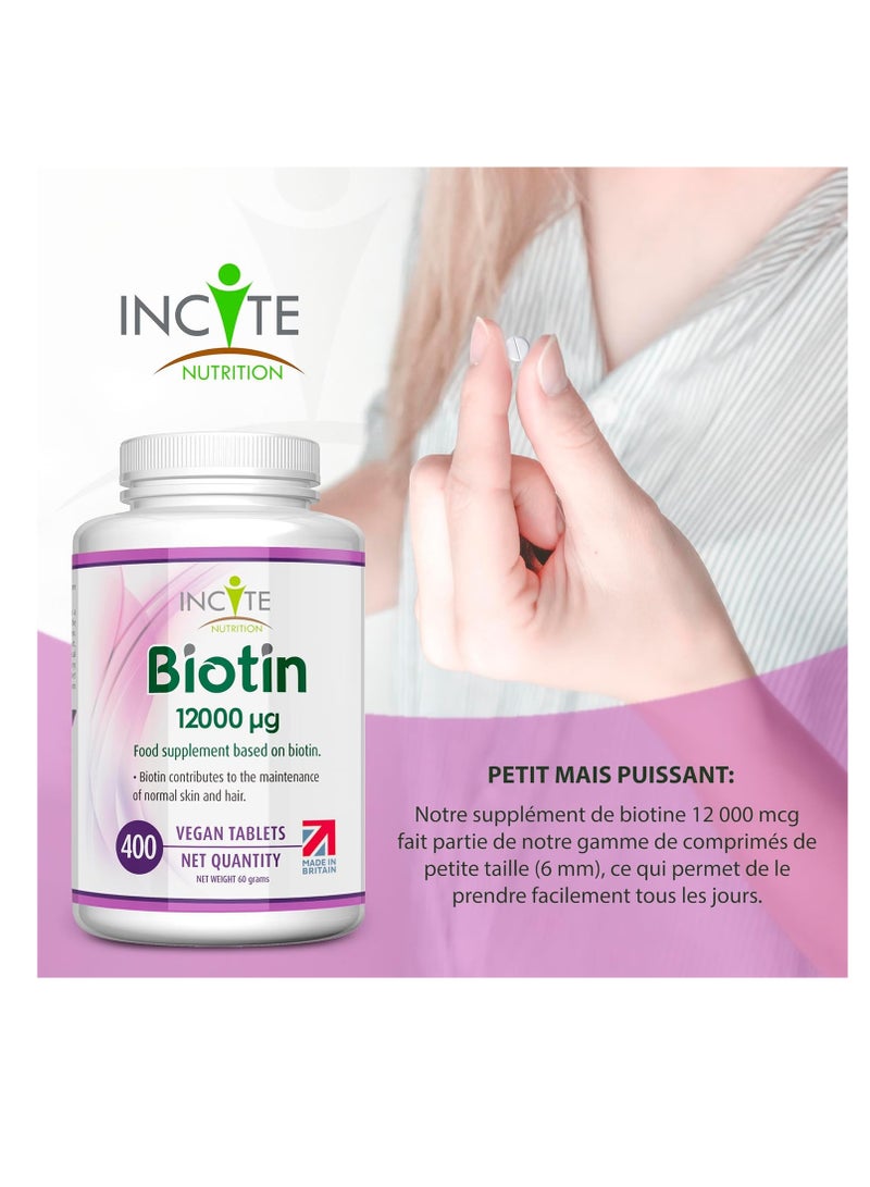 INCITE Biotin Hair Growth Supplement 12,000mcg - 400 Tiny 6mm Tablets - Image 2