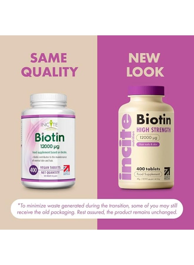 INCITE Biotin Hair Growth Supplement 12,000mcg - 400 Tiny 6mm Tablets - Image 3