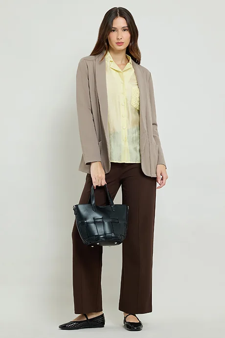 أر أند بي Embroidered Shirt with Lapel Collar and Long Sleeves