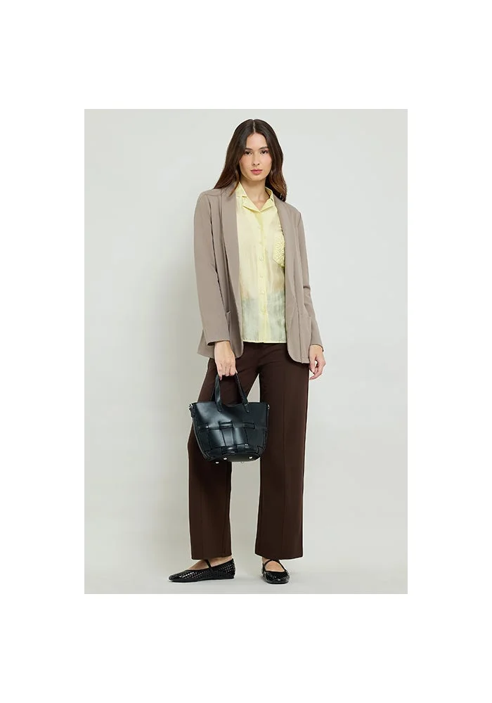 أر أند بي Embroidered Shirt with Lapel Collar and Long Sleeves