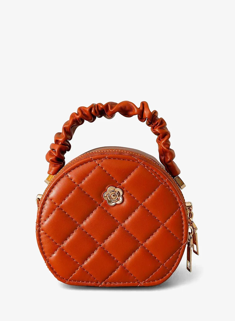 Mark & Mia Mark & Mia Sling Bag with Quilted Design & Ruched Handle Accent - Brown