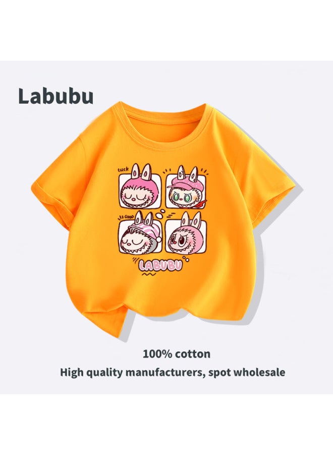 Cute Pink Labubu Short Sleeve Family Matching T-shirts, Mother-daughter/mother-son Cotton T-shirts For Family Of Three