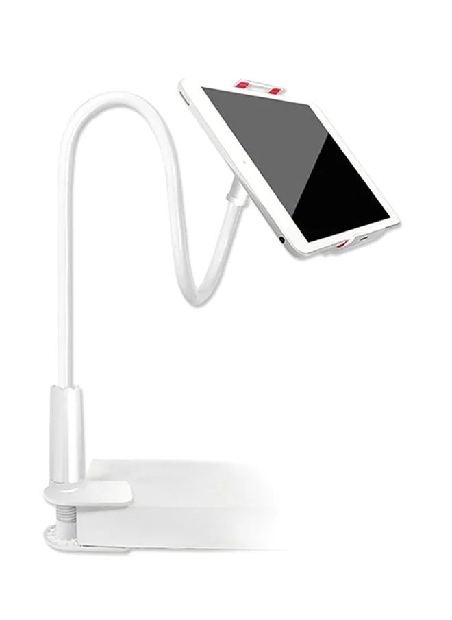 ليكسيس حامل الهاتف المحمول اللوحي، حامل كسول على شكل عنق الإوزة لأجهزة iPhone وiPad وGps وSamsung وLg وBlackberry مقاس 4-10.6 بوصة، 360 درجة (أبيض)  - Image 1