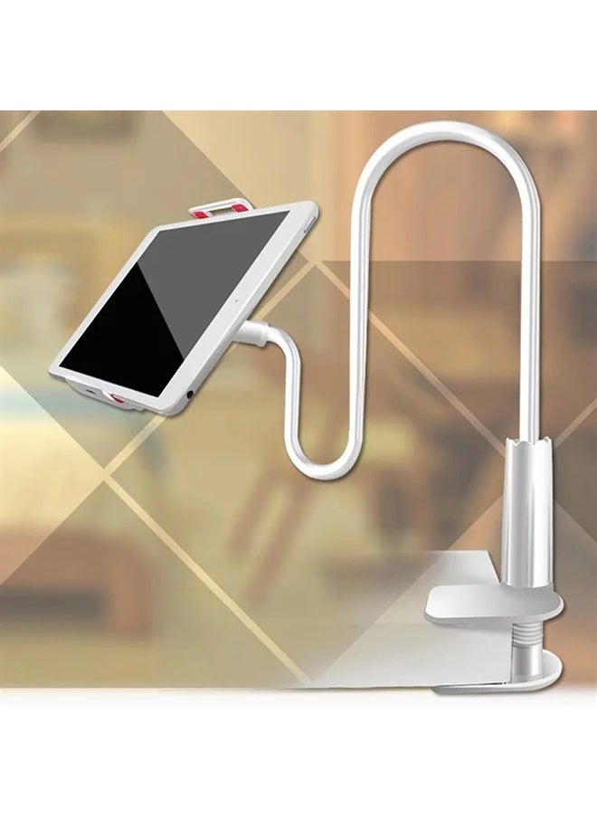 ليكسيس حامل الهاتف المحمول اللوحي، حامل كسول على شكل عنق الإوزة لأجهزة iPhone وiPad وGps وSamsung وLg وBlackberry مقاس 4-10.6 بوصة، 360 درجة (أبيض)  - Image 2