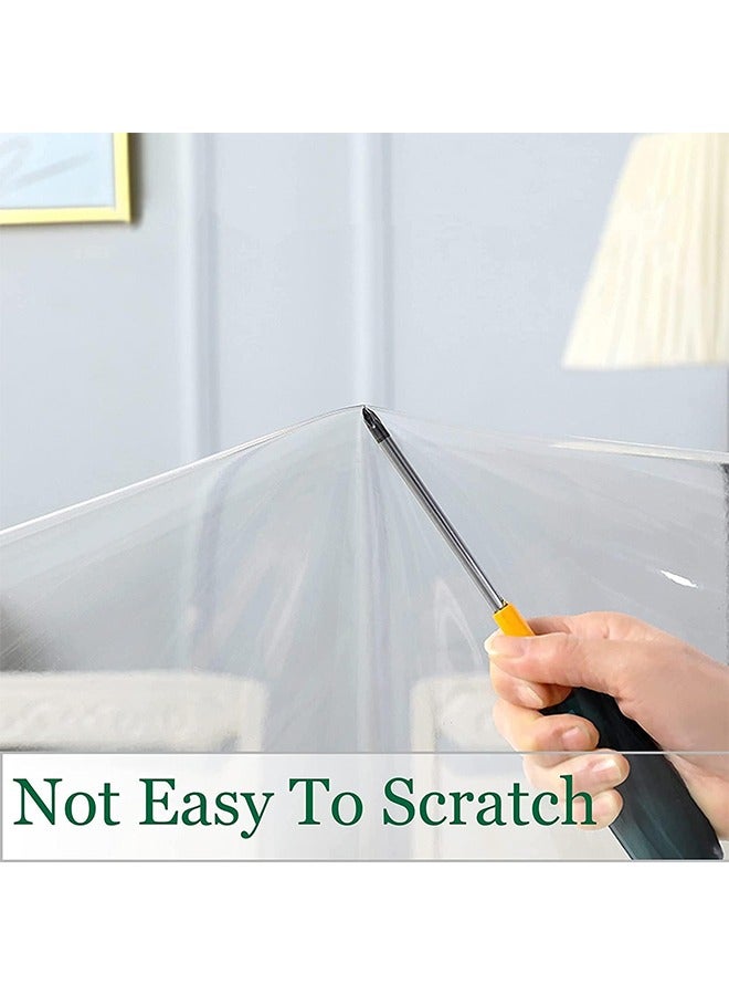 MVAQKLM واقي مفرش طاولة بلاستيكي شفاف، مقاوم للماء والزيوت والبقع وقابل للمسح، غطاء طاولة مستطيل شفاف من الفينيل، مفرش طاولة شفاف لطاولة الطعام الداخلية والخارجية (140 × 300 سم) - Image 2