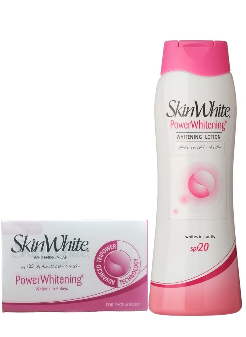 skin white Advanced Whitening Power Spf20 Lotion, 200 Ml & Power Whitening Soap 125g 