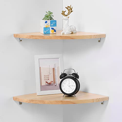 JORIKCHUO 10 inch Corner Shelf Solid Wood Corner Floating Shelves for Wall Round End Wall Mounted Floating Shelf for Bedroom Living Room and Kitchen Burlywood10 inch
