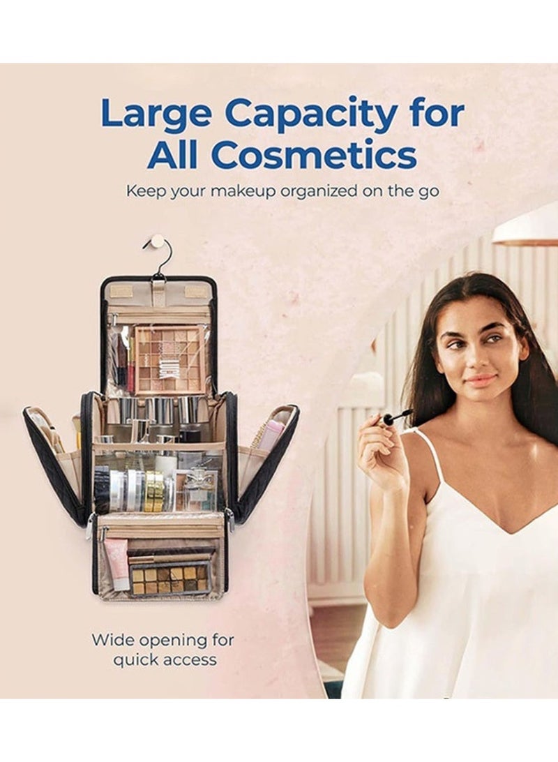 Arabest Makeup Bag for Women with Hanging Hook - Portable Cosmetic Case, Large Capacity Door Room Essentials for Full Sized Cosmetics and Toiletries - Image 3