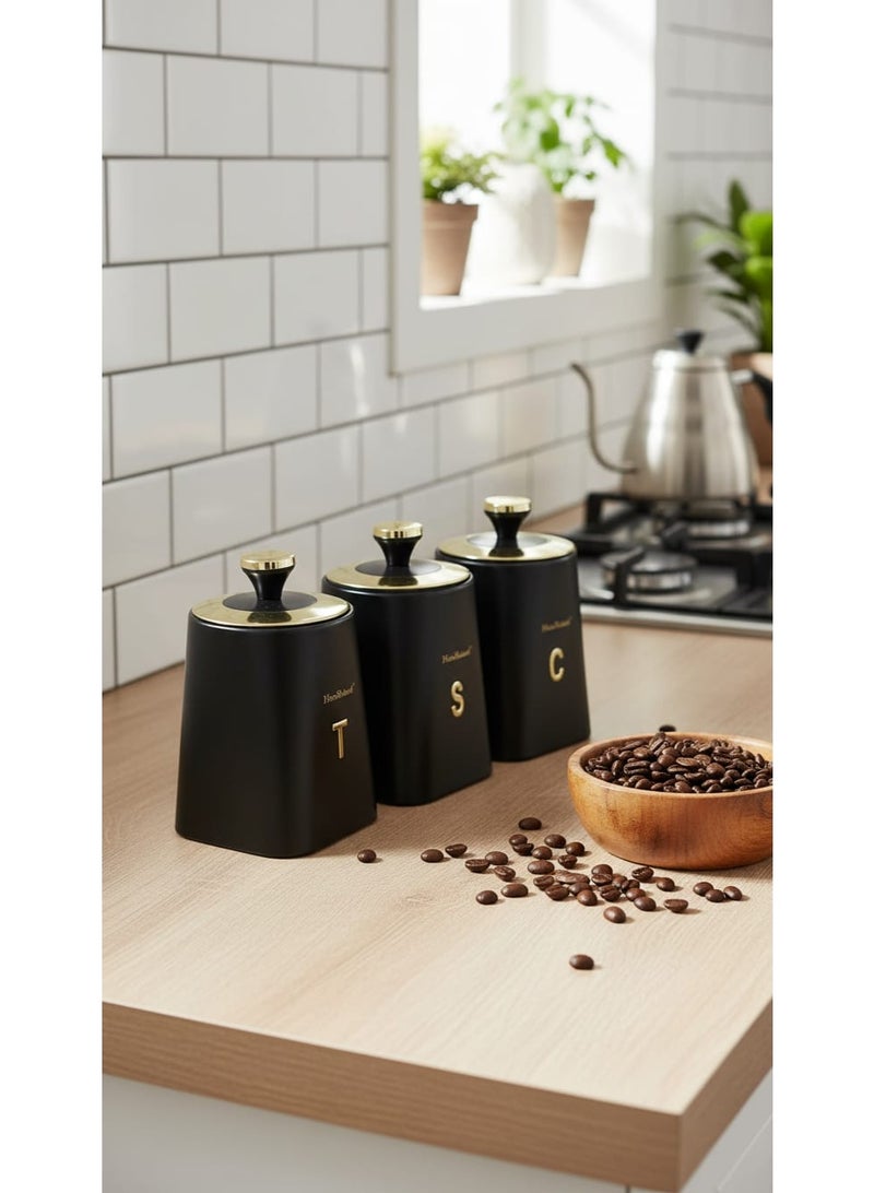 ماركة غير محددة طقم برطمانات علب تخزين السكر والشاي والقهوة - Image 4