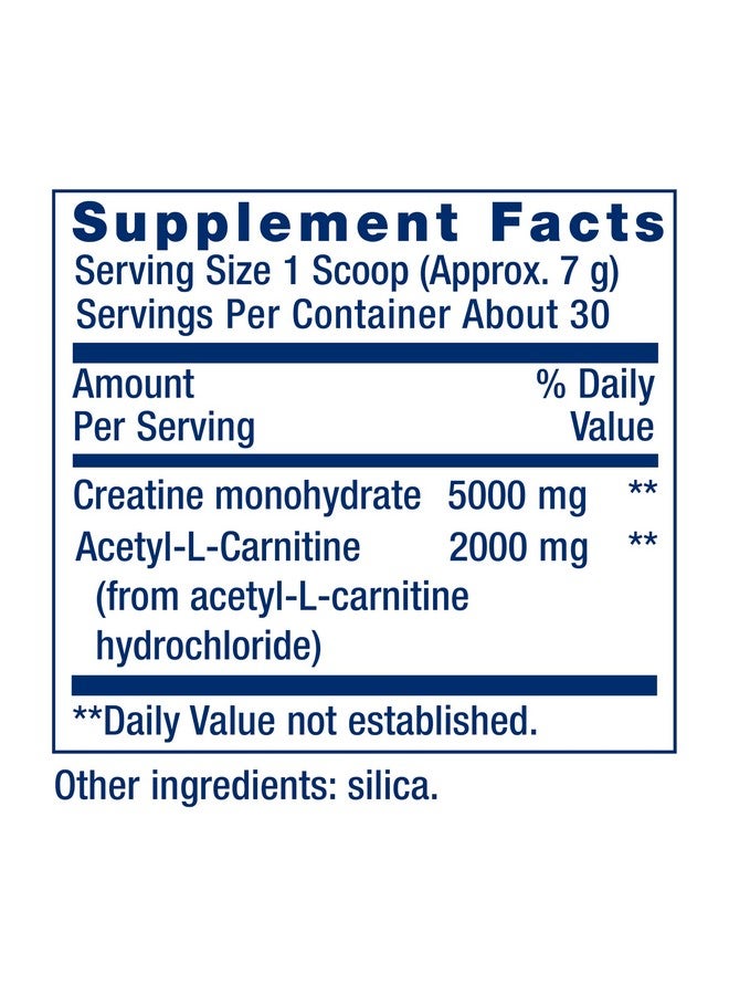 Life Extension Life Extension Creatine Acetyl-L-Carnitine Energy Plus, Energy Support Supplement, creatine monohydrate, Acetyl-L-carnitine, Gluten-Free, Non-GMO, Vegetarian, 30 Servings - Image 2