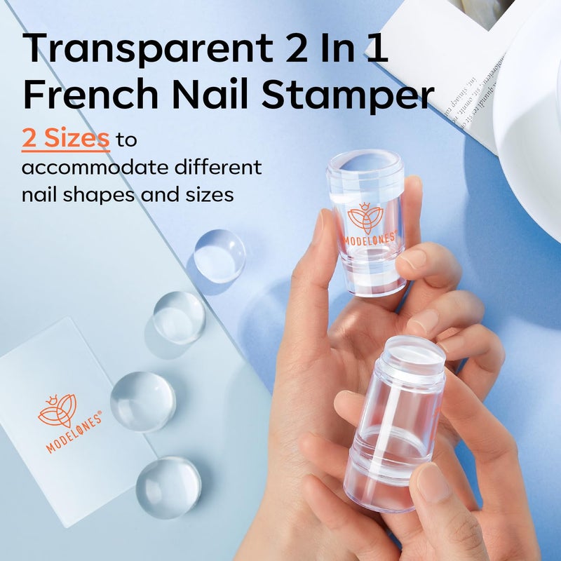 Modelones French Tip Tool- 6 Pcs Nail Stamp French Manicure Kit Suitable for DIY Together with Gel Nail Polish Art Tips Printing Tool Kit - Image 4