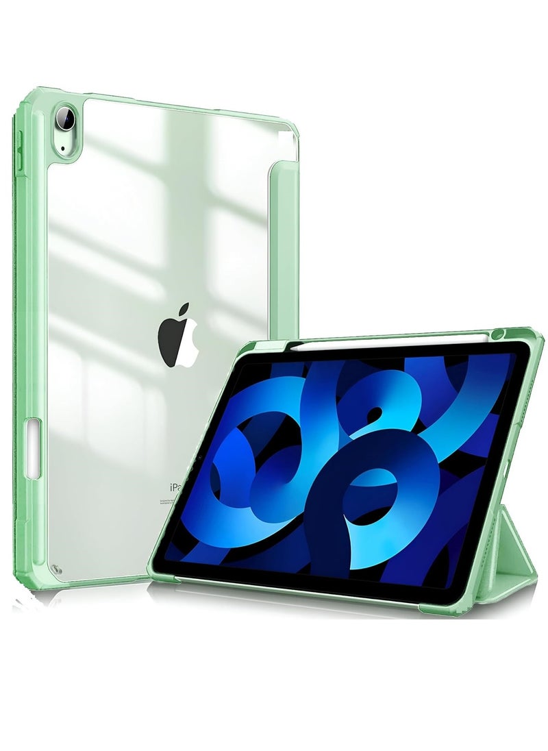 EVO Hybrid Slim Case for iPad Air 5th Generation (2022) / iPad Air 4th Generation (2020) 10.9 Inch - [Built-in Pencil Holder] Shockproof Cover with Clear Transparent Back Shell, Mint Green 