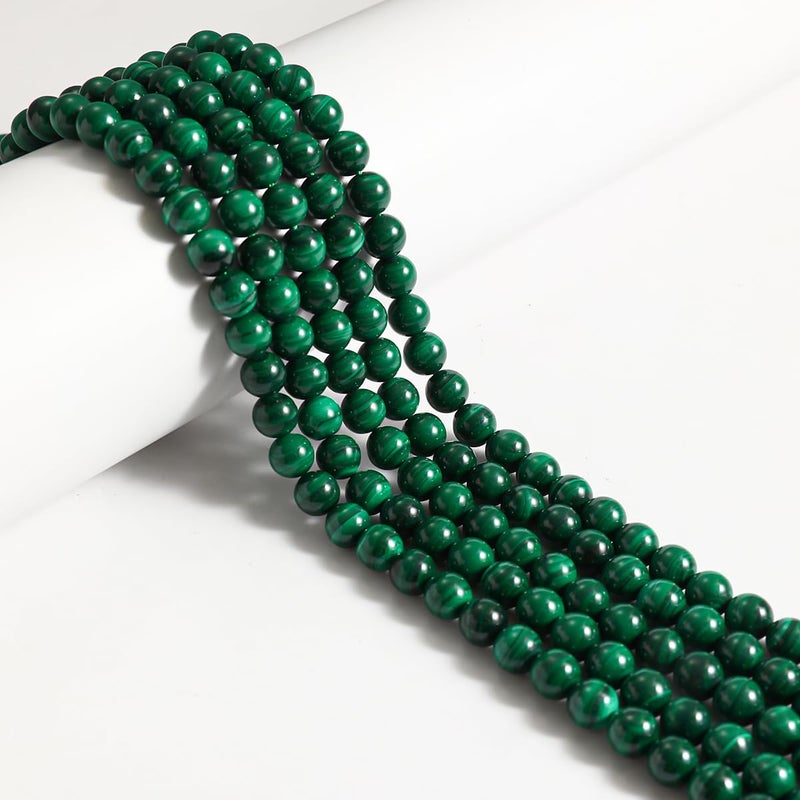 60pcs 6mm Natural Malachite Beads Gemstone Beads Round Loose Beads for Jewelry and Bracelets Making