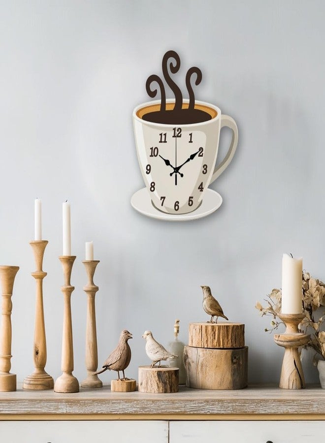 CHGCRAFT Coffee Wall Clock Coffee Cup Non-Ticking Clock Irregular Shape Decorative Wall Clocks Printed Clock for Home Office Decoration,15×13 inch - Image 4