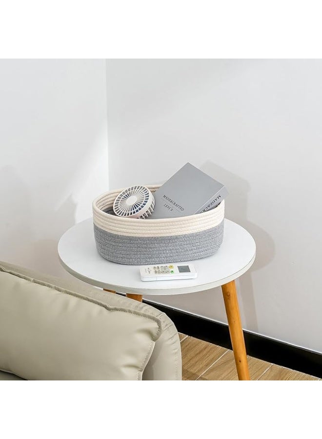 CubesLand Cube Shelf Storage Baskets for Organizing, Woven Shelf, Closet Bins Shelves Toy Basket Box Nursery Baby 2 Packs Organization Off White/Light Gray - Image 3