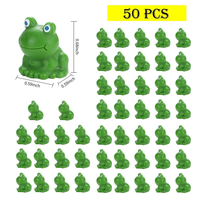 EKisemio 50 Pcs Mini Frog Garden Decor | Green Frog Figurines | Miniature Home DÃ©cor | Tiny Plastic Frogs | Fairy Garden Decor - Image 2