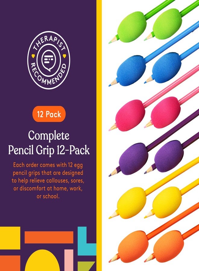 Special Supplies Egg Pen-Pencil Grips for Kids and Adults Colorful, Cushioned Holders for Handwriting, Drawing, Coloring - Ergonomic Right or Left-Handed Use - Reusable (12-Pack) - Image 2