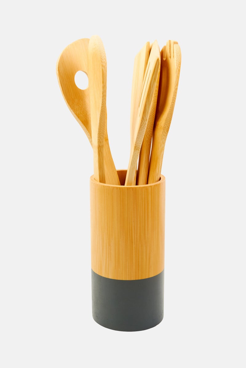 Bombay 6 Pieces Kitchen Cooking Utensils With 1 Holder, Grey - Image 1