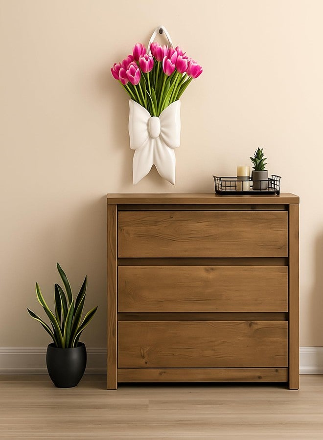 Ninehaoou Bow Ceramic Hanging Planter Wall Flower Vase Room Decor Hanging Vase for Flowers Planters for Indoor Plants Wall Mount Plant Pots for Home Living Room Bedroom Indoor Outdoor (White) - Image 5