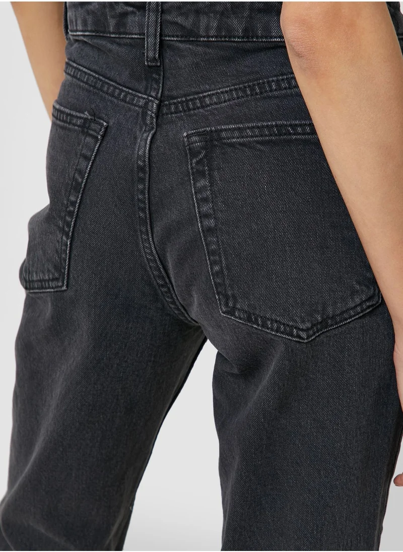 TOPSHOP Ripped High Rise Straight Jeans