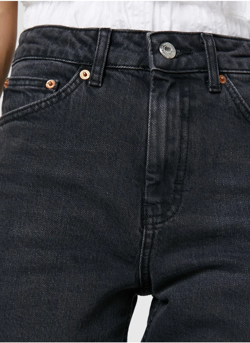 TOPSHOP Ripped High Rise Straight Jeans