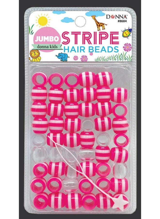 DONNA Jumbo Stripe Plastic Hair Beads, DIY Hair Braiding Plastic Beads for Braid Hair 1pc Quick Beaders for Kids Hair Braids, 1PC HOT Pink Color