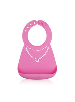 Nuby Nuby 3D Soft Silicone Baby Bib with Scoop - Silicone Bib for Toddlers and Babies 6+ Months - Pearl Necklace  - Image 1