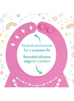 Nuby Nuby 3D Soft Silicone Baby Bib with Scoop - Silicone Bib for Toddlers and Babies 6+ Months - Pearl Necklace  - Image 2