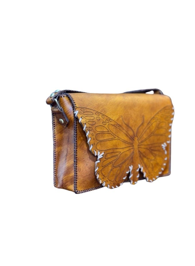 Butterfly cross bag Handmade natural leather big size - Image 1