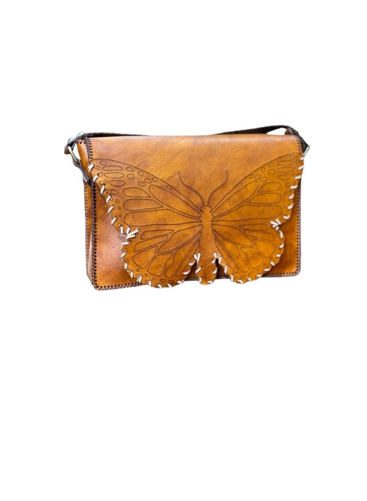 Butterfly cross bag Handmade natural leather big size - Image 2