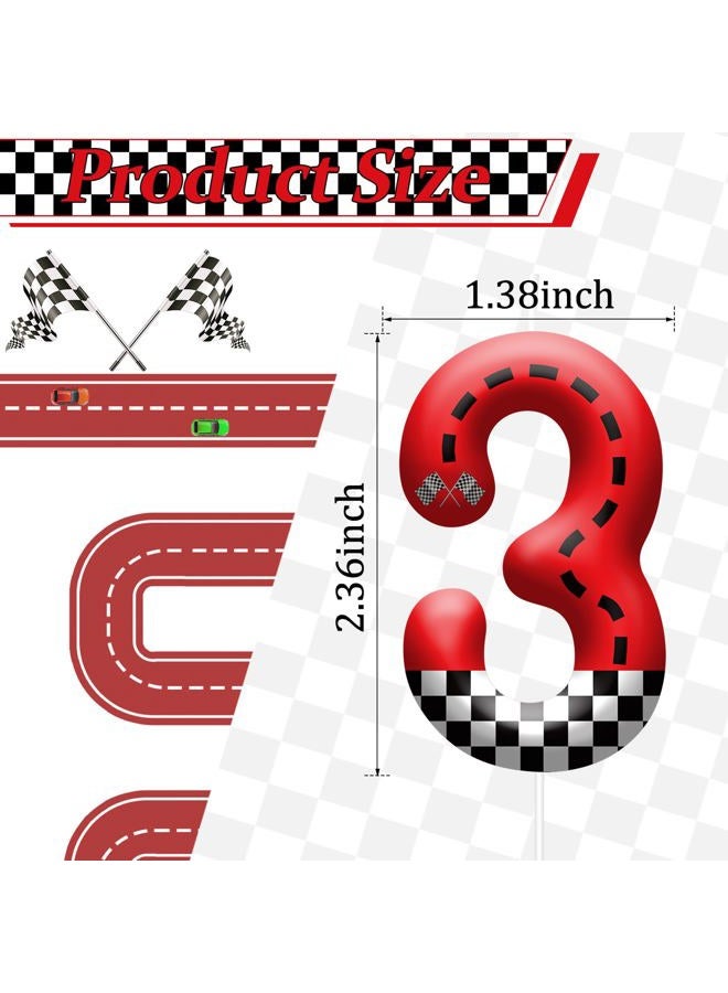 AXBMM Racing Car Theme Birthday Candle with Checkered Flag Design - Durable Cake Topper for Race Car Party Decorations,Birthday Supplies - Number 3 Candle for Racing Themed Celebrations - Image 2