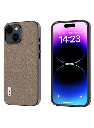 Case Cover For iPhone 14 ABEEL Genuine Leather Litchi Texture Phone Case Grey - pzsku/Z834D03A06352817567A8Z/45/_/1712529613/008f6edb-2bc7-4cff-a904-76abce256c4c