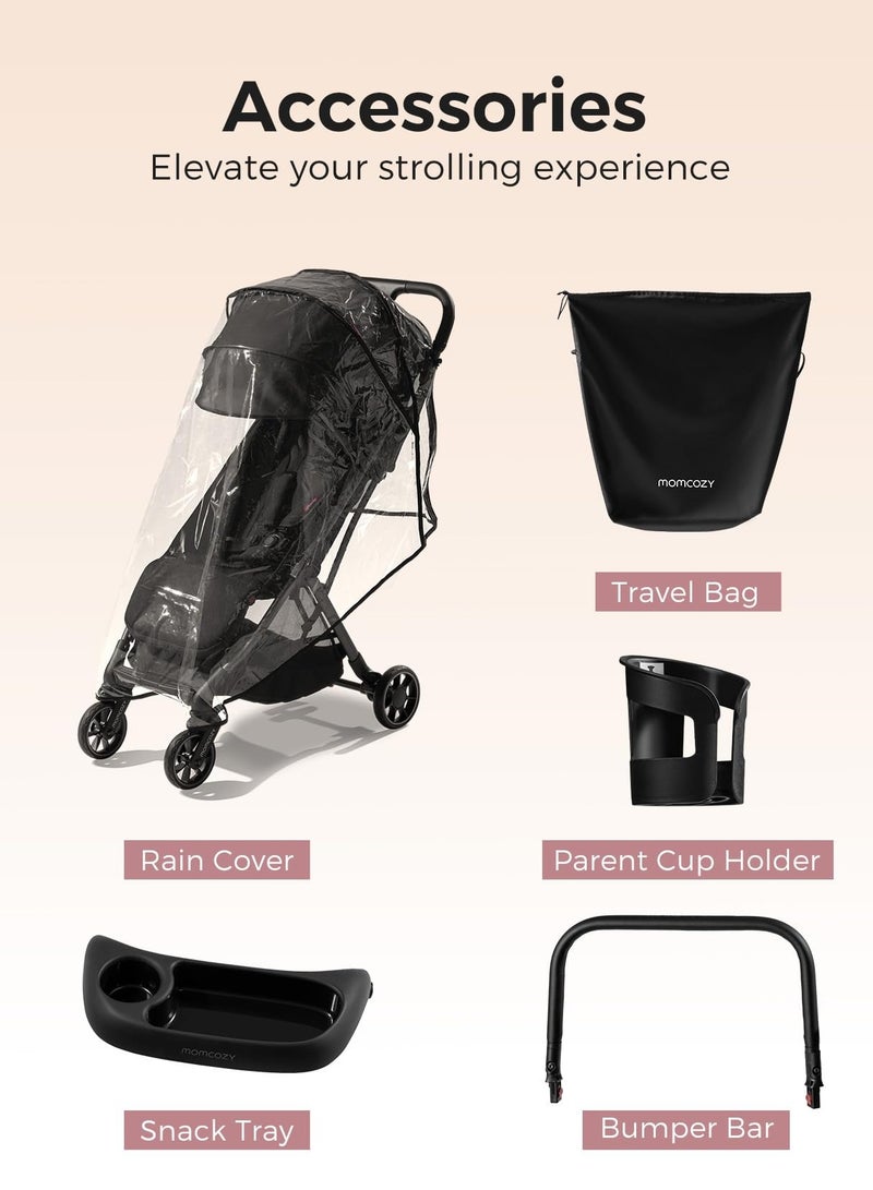 Momcozy ClickGo Lightweight Stroller, Compact Travel Stroller for Airplane with One-Click Fold, Baby Stroller and Toddler Stroller with Large Canopy for Kids from 0 Months, Extendable UPF50+ Canopy  - Image 3