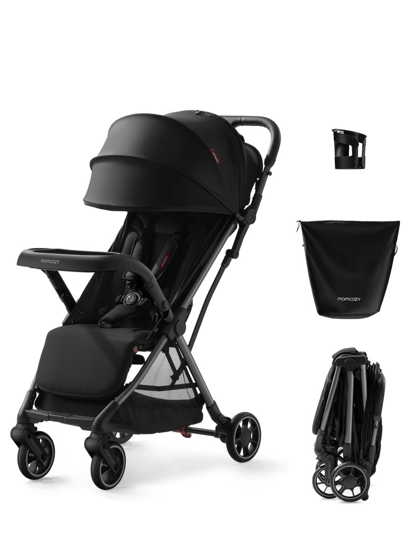 Momcozy ClickGo Lightweight Stroller, Compact Travel Stroller for Airplane with One-Click Fold, Baby Stroller and Toddler Stroller with Large Canopy for Kids from 0 Months, Extendable UPF50+ Canopy  - Image 1