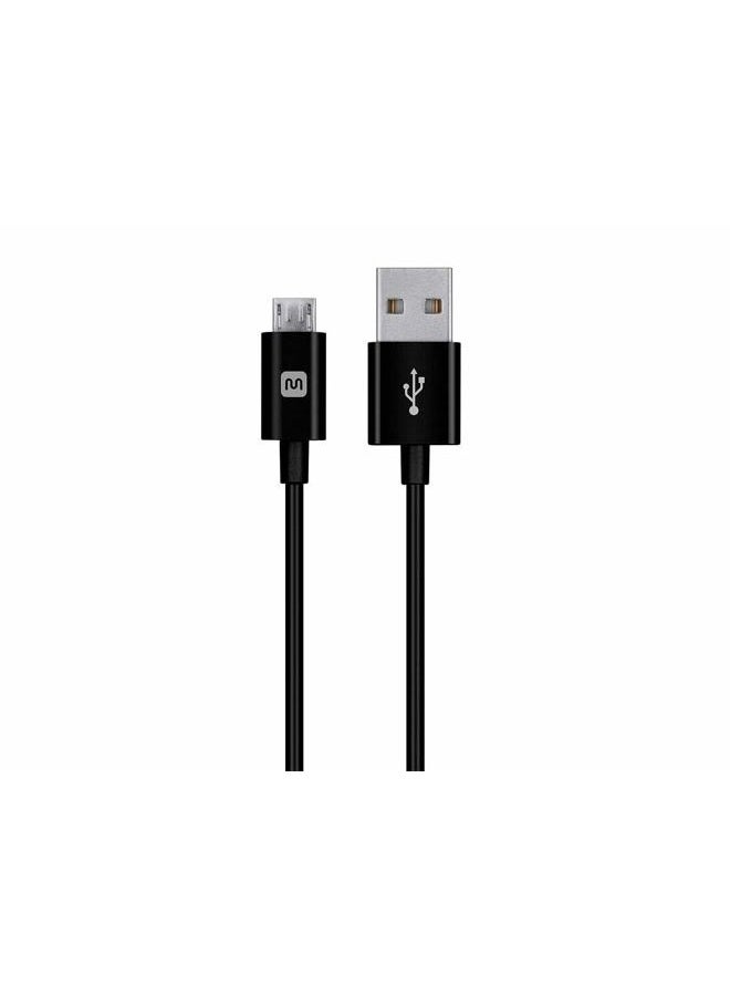 Monoprice USB-A Male to Micro-B Male Cable - 5-Pin, 22/30AWG, 2.4A, Polycarbonate Connectors, 0.5 Feet, Black - Select Series - Image 1