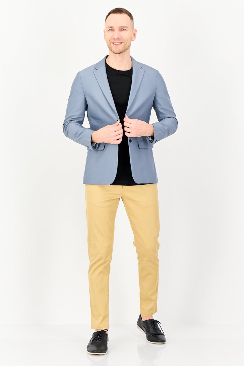 SELECTED Men Regular Fit Plain Semi-Formal Blazer, Grey - Image 2
