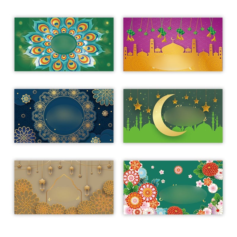 Eid Money Envelope - S1024 (6 Pcs Set) - Eid Mubarak Cash Gift Envelope for Kids, Ramadan Eidi Money Wallet, Green Lucky Envelope, Arab Festival Favors - 4