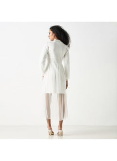 2Xtremz 2Xtremz Mesh Textured Midi Dress with Long Sleeves and High Neck  - Image 1