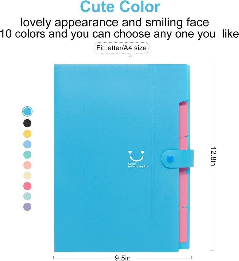 Corslet Expanding File Folder Office School Document Organizer Accordion Folder Letter Size A4 with 5 Pockets Plastic 1 Pcs (Color May Vary) - Image 2