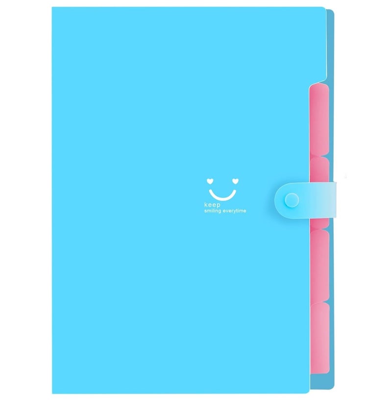 Corslet Expanding File Folder Office School Document Organizer Accordion Folder Letter Size A4 with 5 Pockets Plastic 1 Pcs (Color May Vary) - Image 1