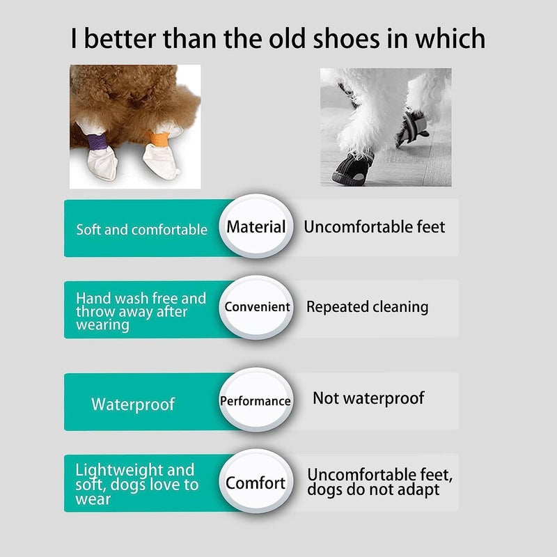 Disposable Dog Shoes, Waterproof Dirt-Proof Outdoor Dog Rain Boots, with Adjustable Straps, for Paw Protection, for Small to Medium Large Dogs, 20Pcs, Large - Image 4