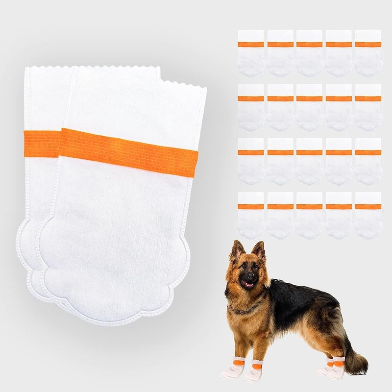 Disposable Dog Shoes, Waterproof Dirt-Proof Outdoor Dog Rain Boots, with Adjustable Straps, for Paw Protection, for Small to Medium Large Dogs, 20Pcs, Large - Image 1