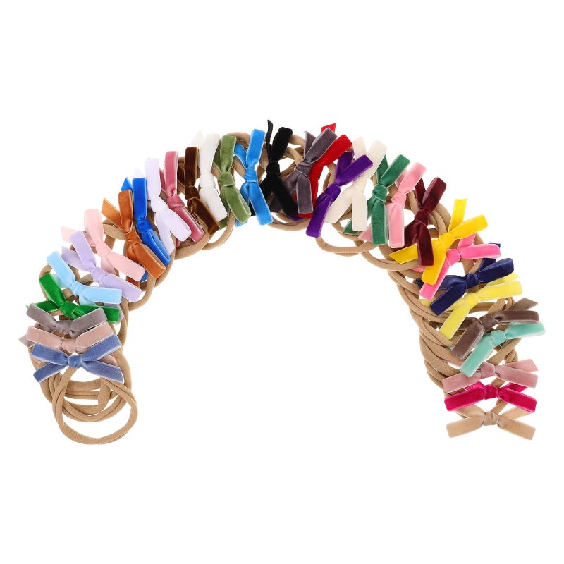 32Pcs Soft Velvet Elastic Headbands With Bow For Newborns And Infants Random Style - Image 2