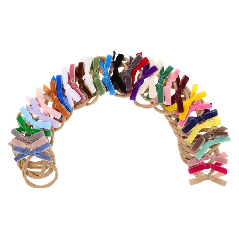 32Pcs Soft Velvet Elastic Headbands With Bow For Newborns And Infants Random Style - Image 1
